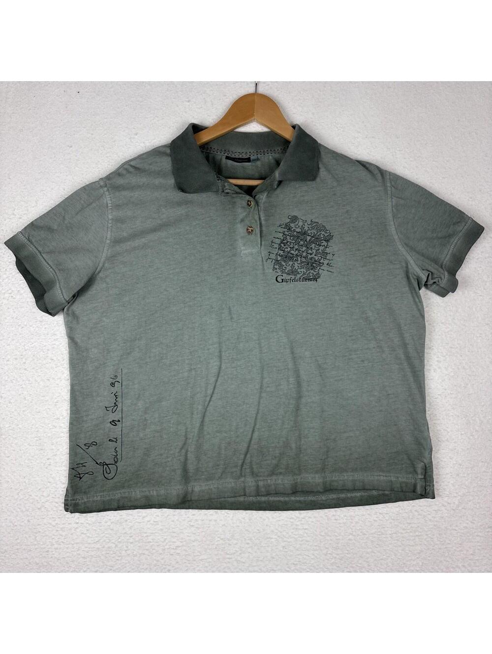Vintage Y2K Gipfelsturmer Faded Green Polo German Script XXL Boxy Cropped - Picture 1 of 8